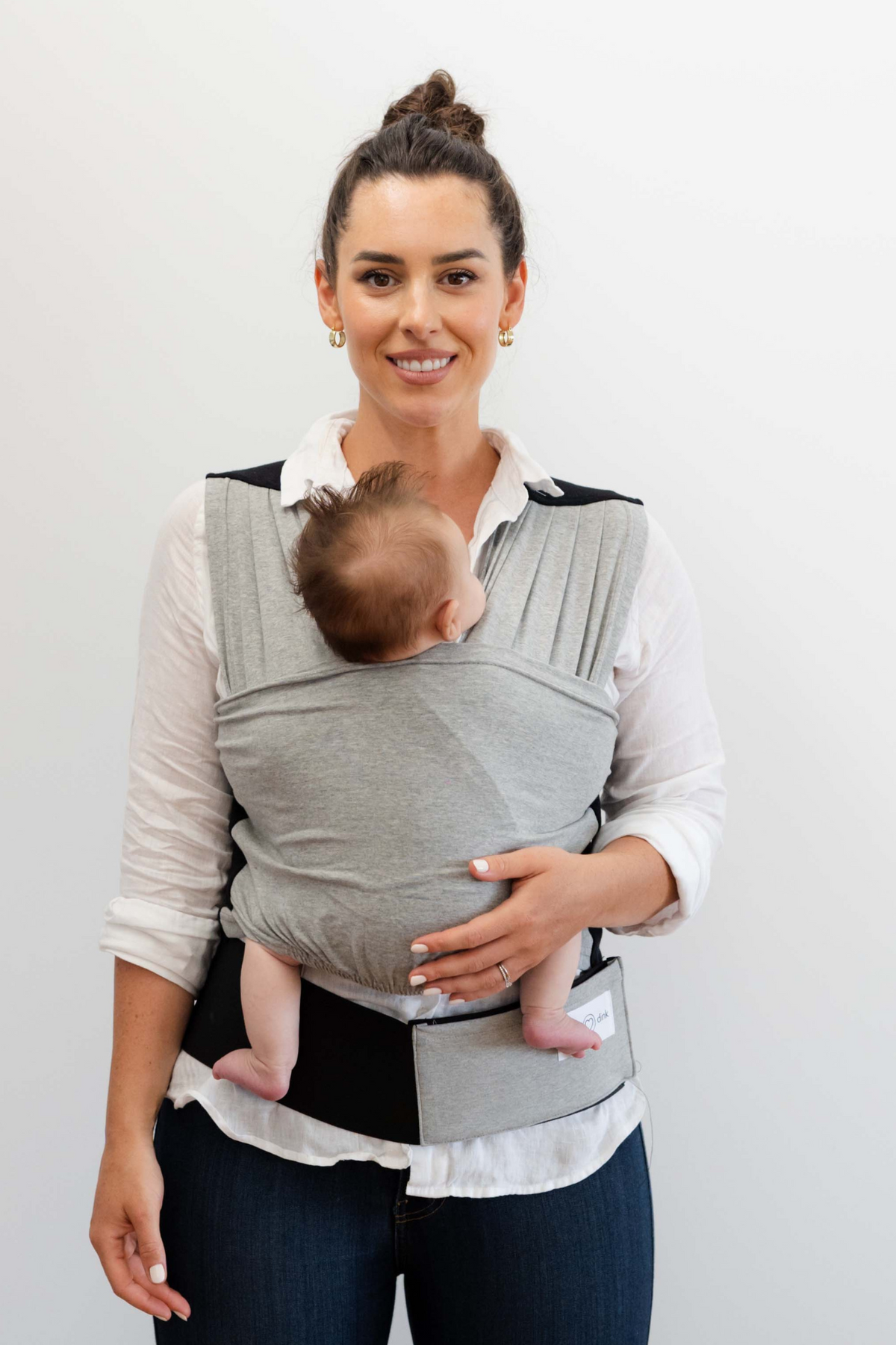 Babydink baby carrier with pocket - Grey Marle