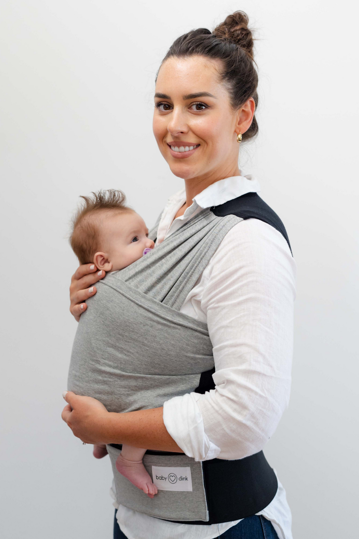 Babydink baby carrier with pocket - Grey Marle