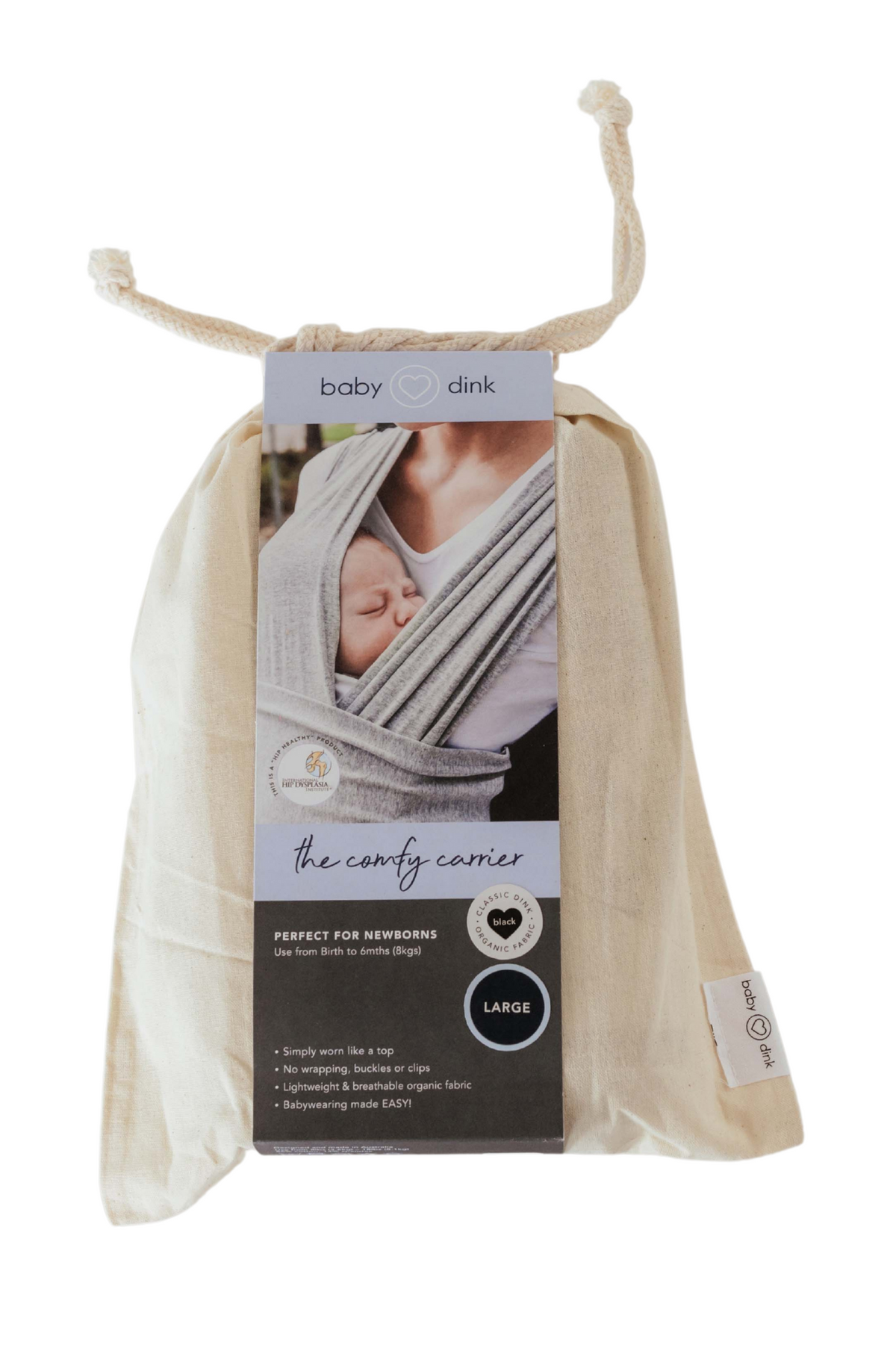 Babydink baby carrier with pocket - Grey Marle